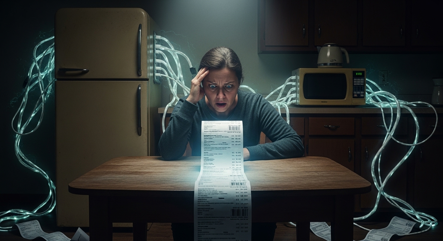 Homeowner looking shocked at a high energy bill