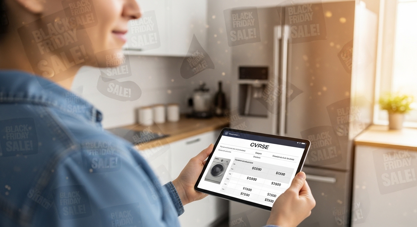 A smart shopper looking at appliances in a retail store.