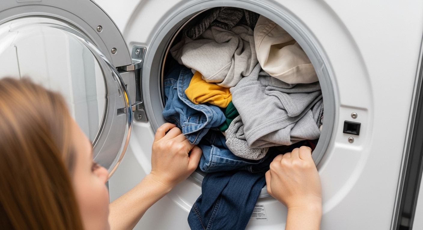 An overstuffed washing machine damaging the appliance