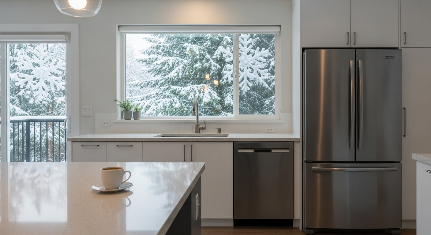 modern clean kitchen appliances winter mission bc