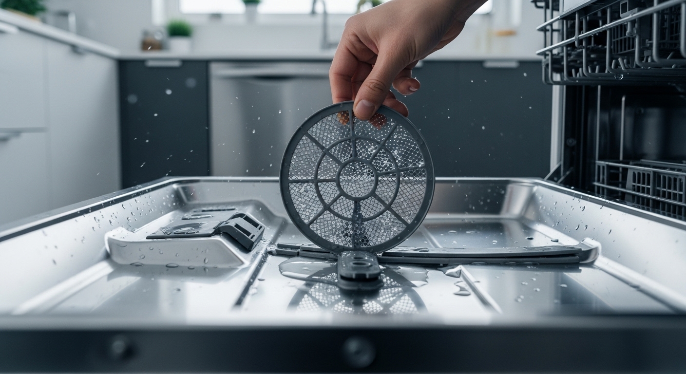cleaning dishwasher filter for drainage fix