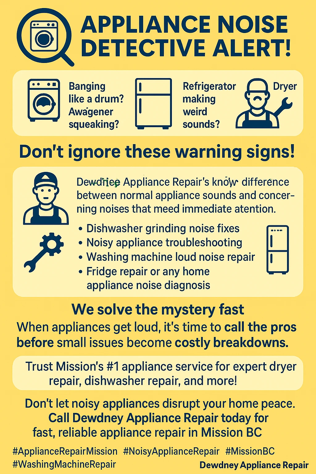 Key takeaways for appliance noise troubleshooting in Mission BC