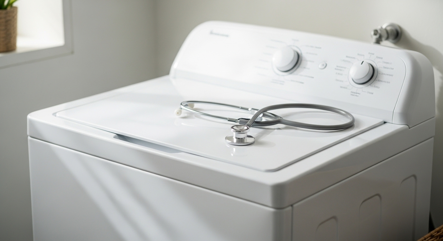 Washing machine diagnostic check with stethoscope