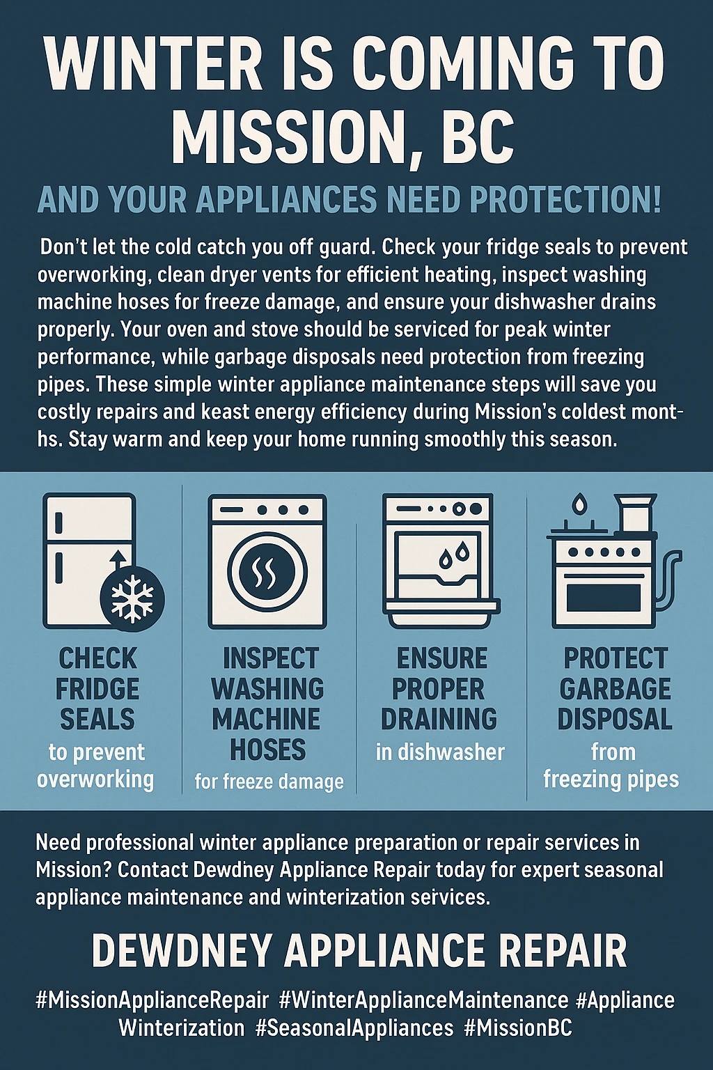 Key takeaways for appliance winter preparation in Mission